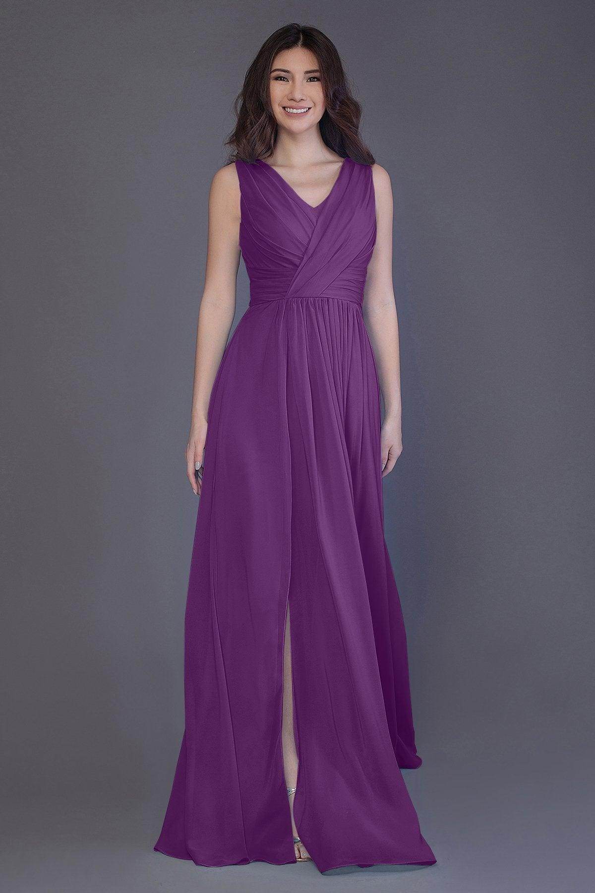 Sheath-Column Floor Length Chiffon Bridesmaid Dress PR3499 - COCOMELODY